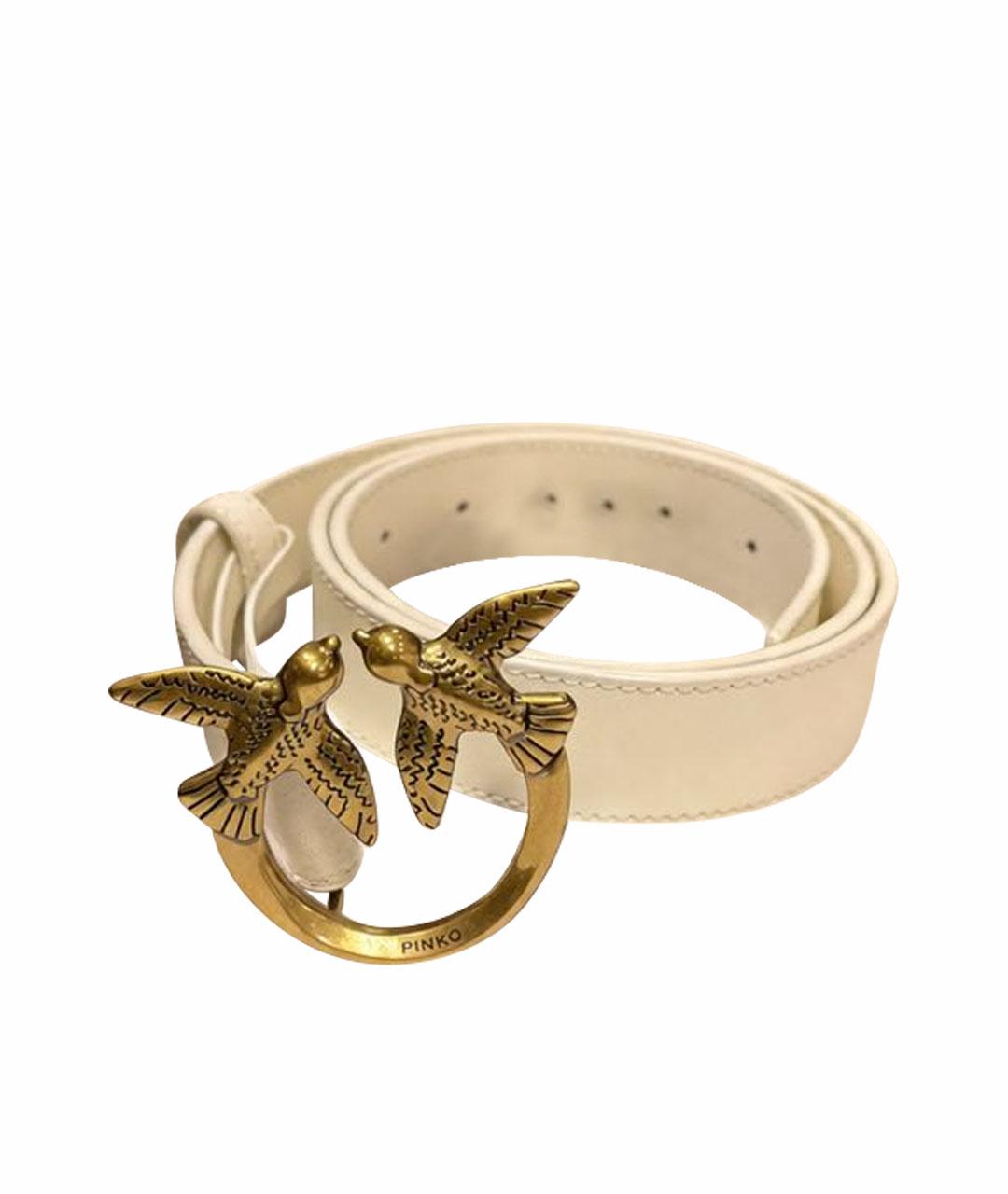 PINKO Белый кожаный ремень, фото 1