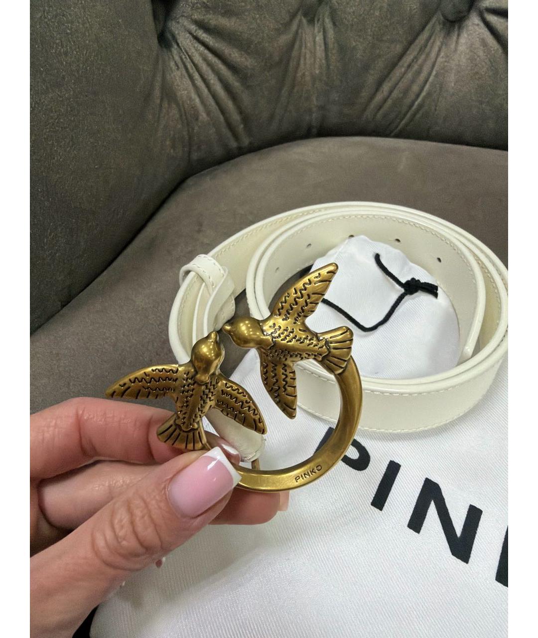 PINKO Белый кожаный ремень, фото 6