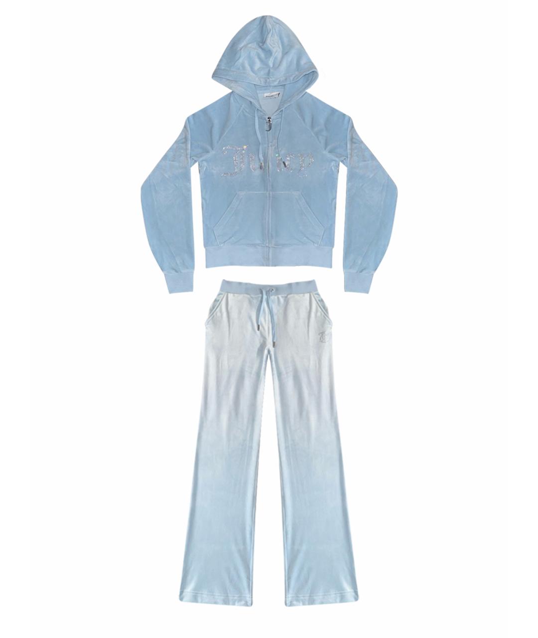 JUICY COUTURE Голубой велюровый костюм с брюками, фото 1