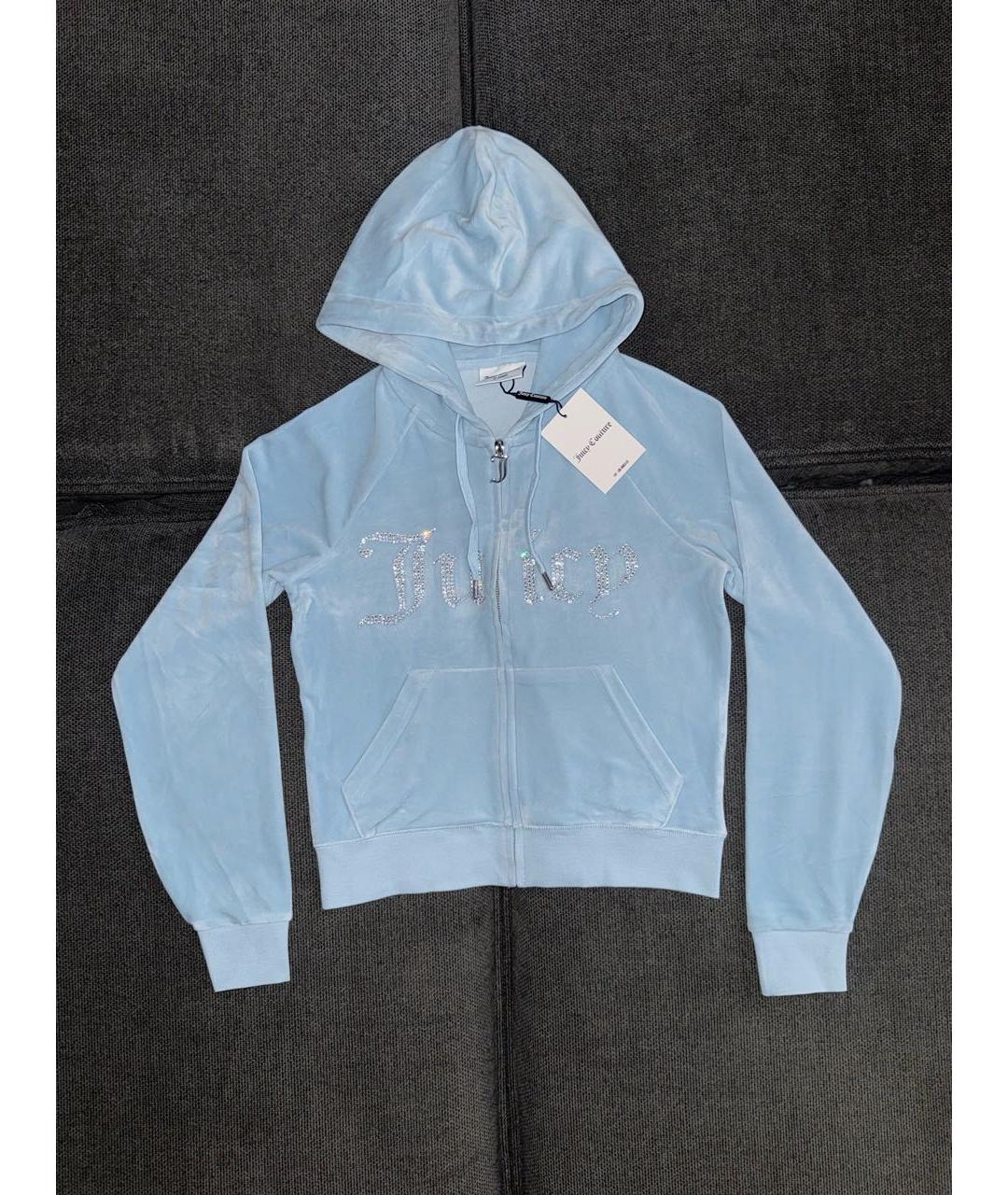 JUICY COUTURE Голубой велюровый костюм с брюками, фото 2