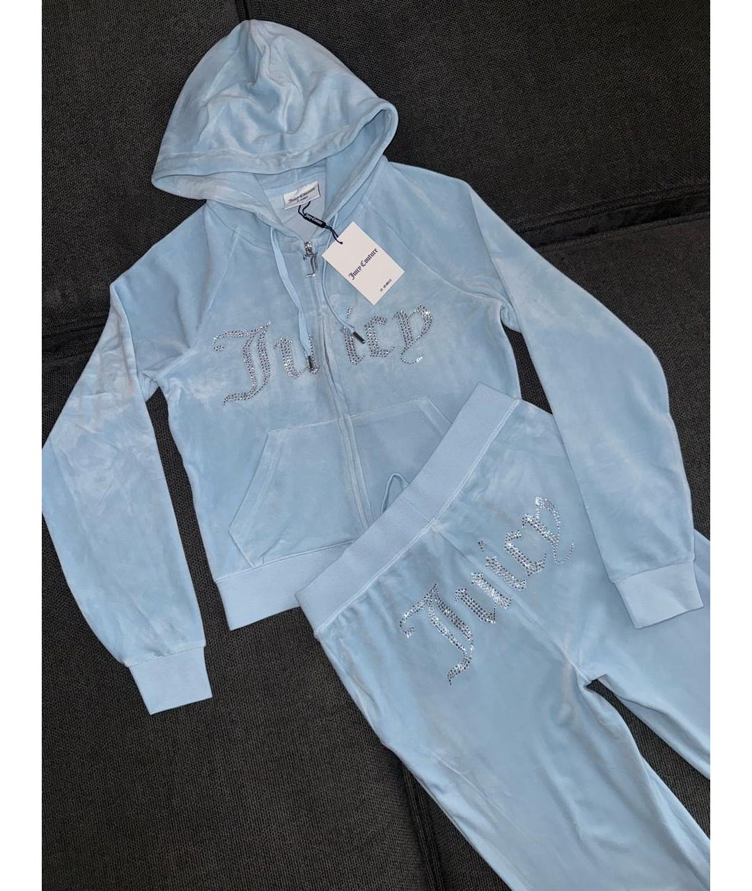 JUICY COUTURE Голубой велюровый костюм с брюками, фото 6