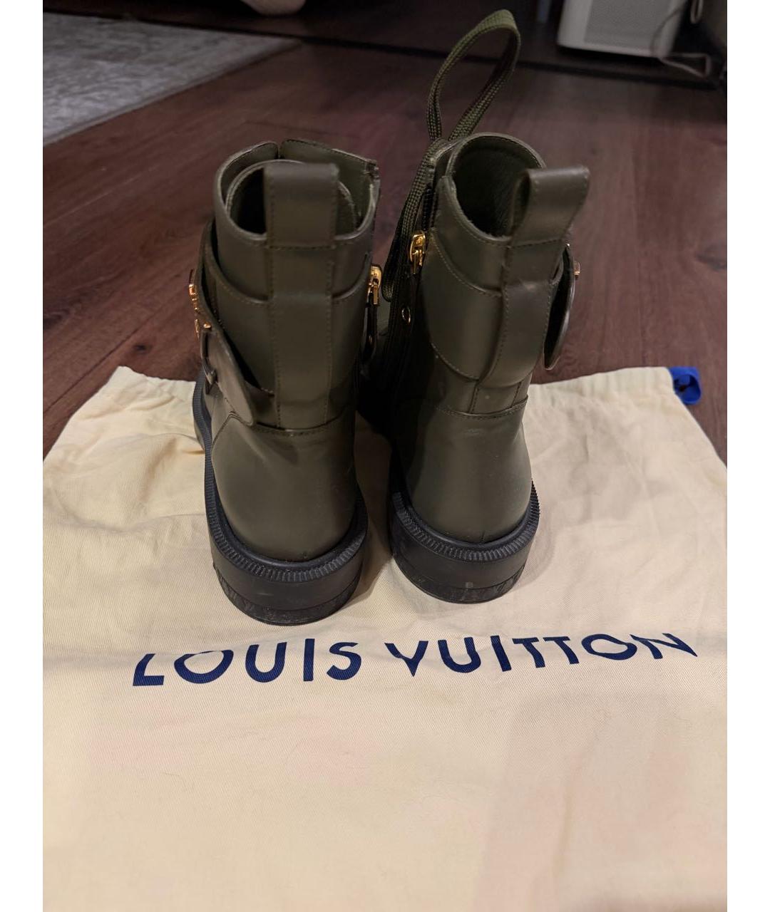LOUIS VUITTON Хаки кожаные ботинки, фото 3