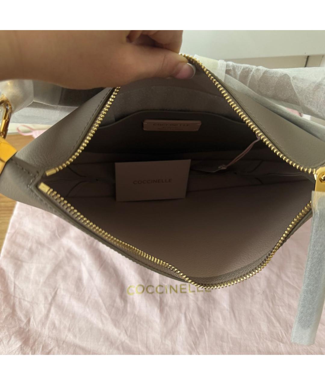 COCCINELLE Бежевая кожаная сумка через плечо, фото 4