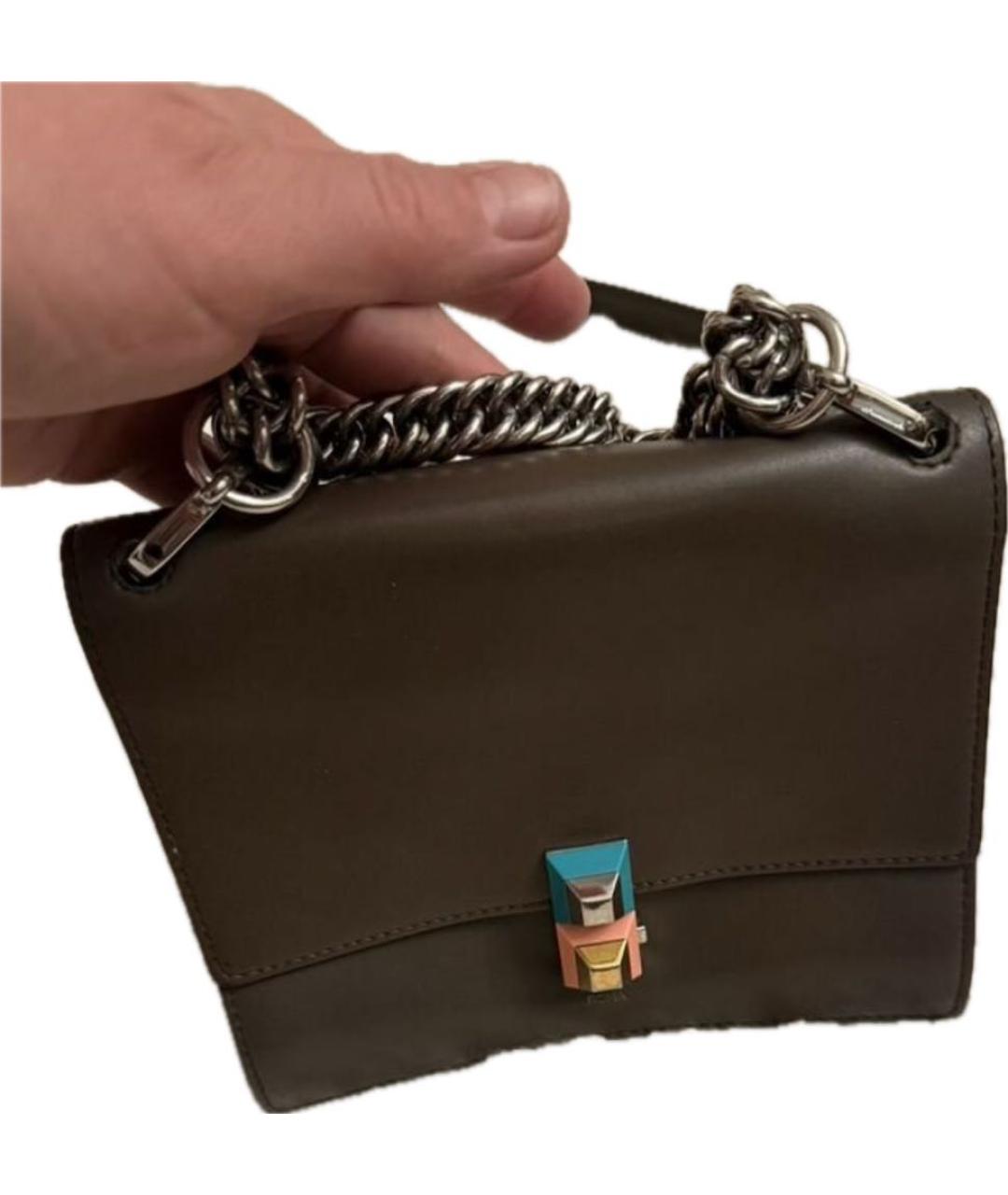 FENDI Коричневая кожаная сумка через плечо, фото 2