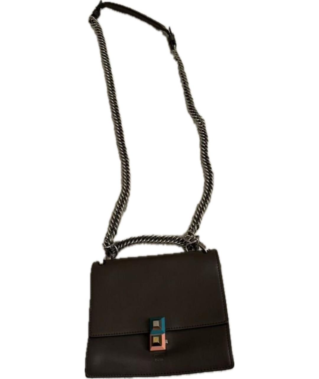 FENDI Коричневая кожаная сумка через плечо, фото 5