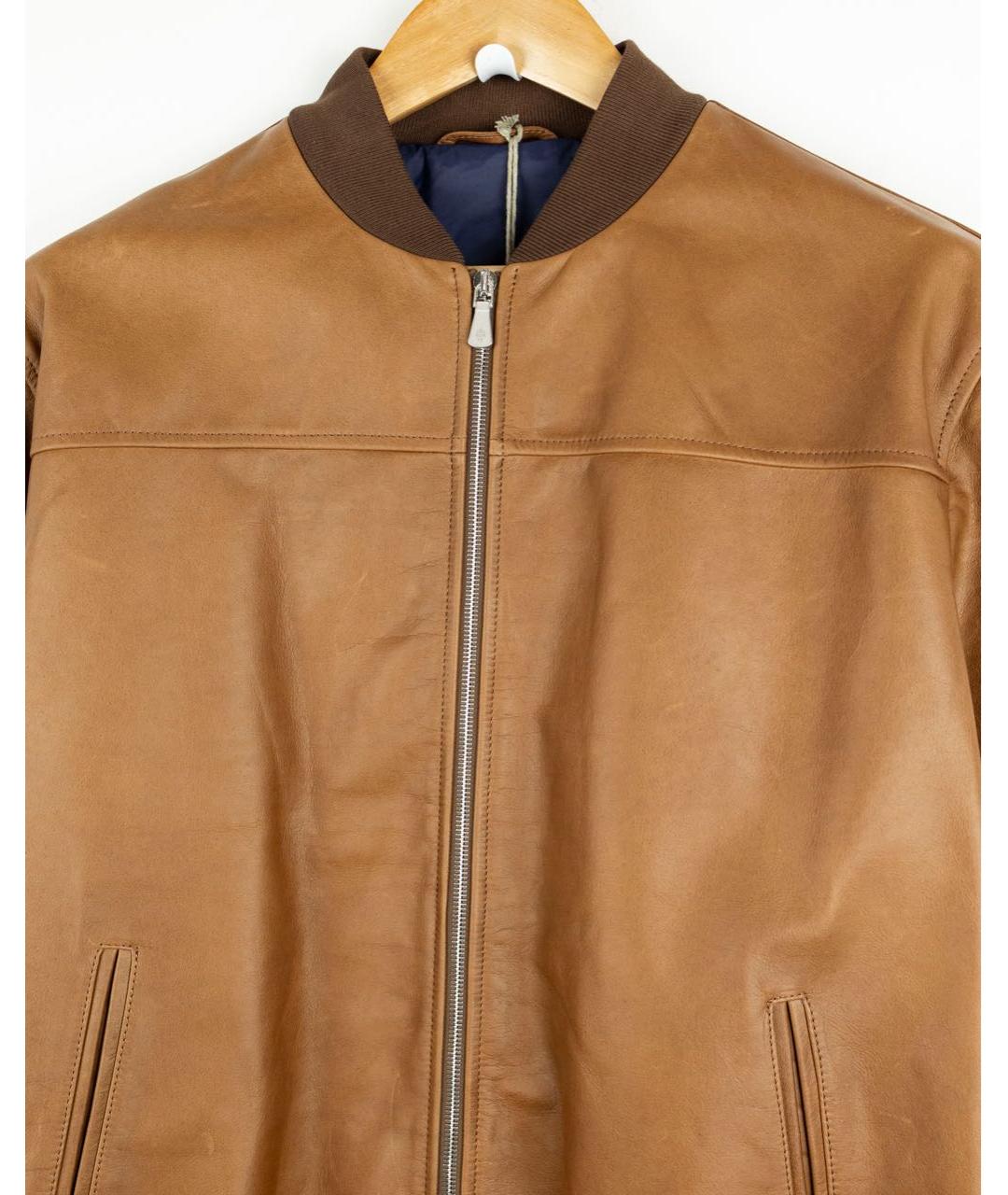 ELEVENTY Коричневая кожаная куртка, фото 4