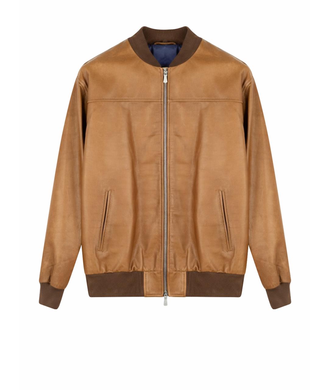 ELEVENTY Коричневая кожаная куртка, фото 1