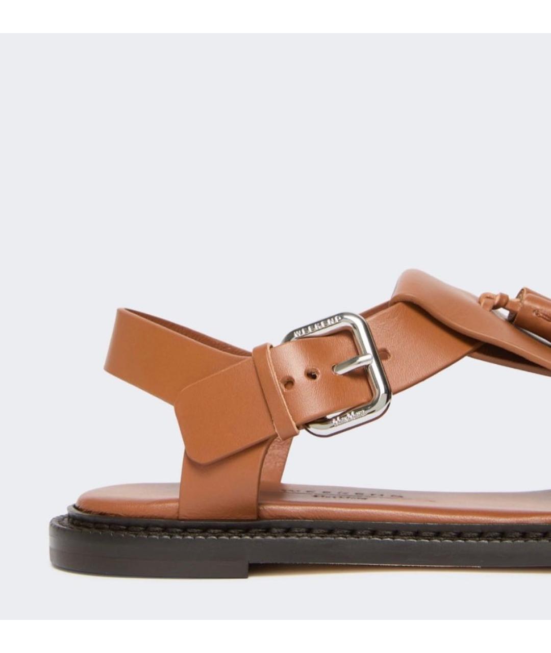 WEEKEND MAX MARA Коричневые кожаные босоножки, фото 5