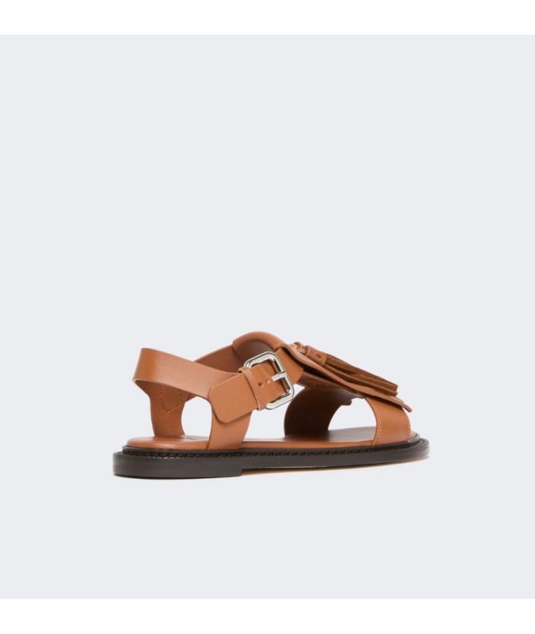 WEEKEND MAX MARA Коричневые кожаные босоножки, фото 3