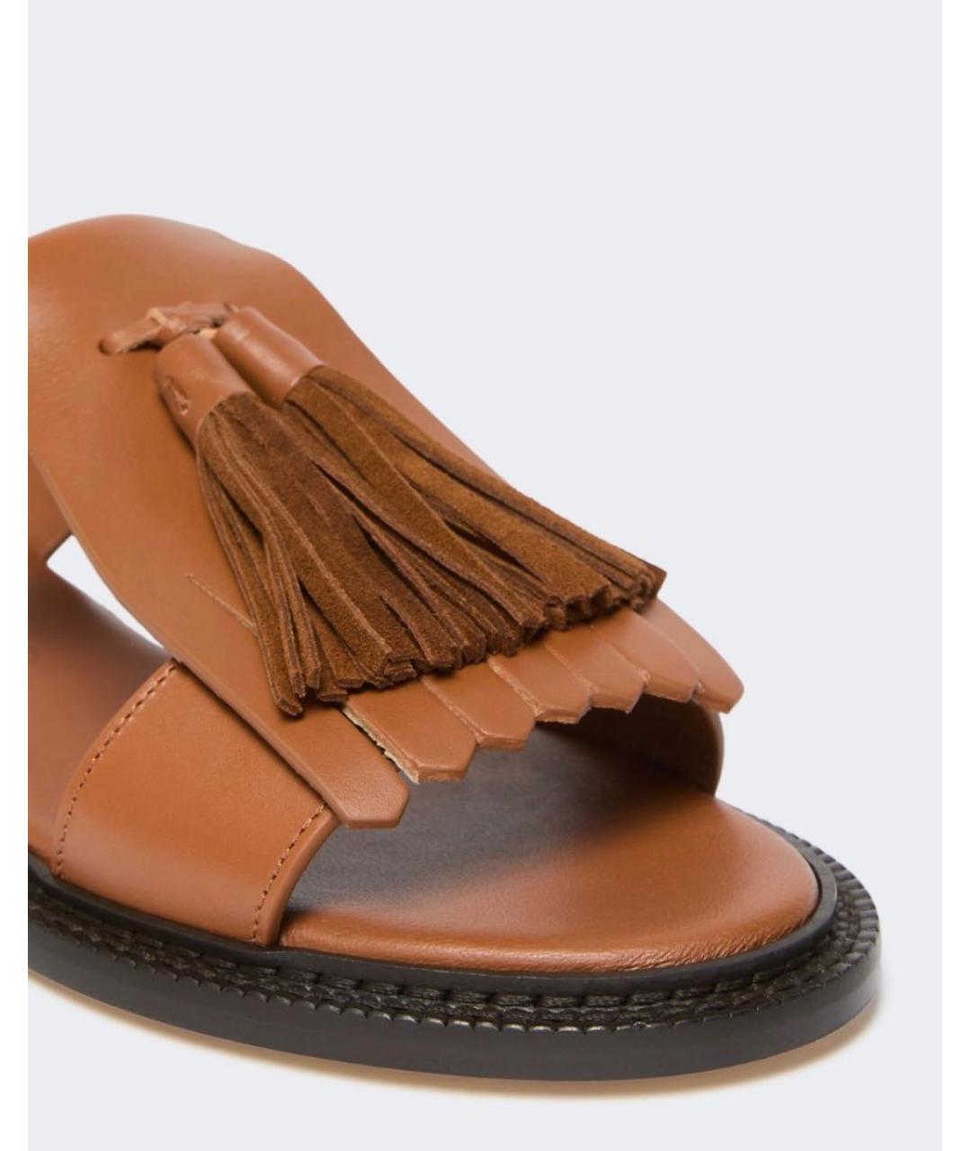 WEEKEND MAX MARA Коричневые кожаные босоножки, фото 6