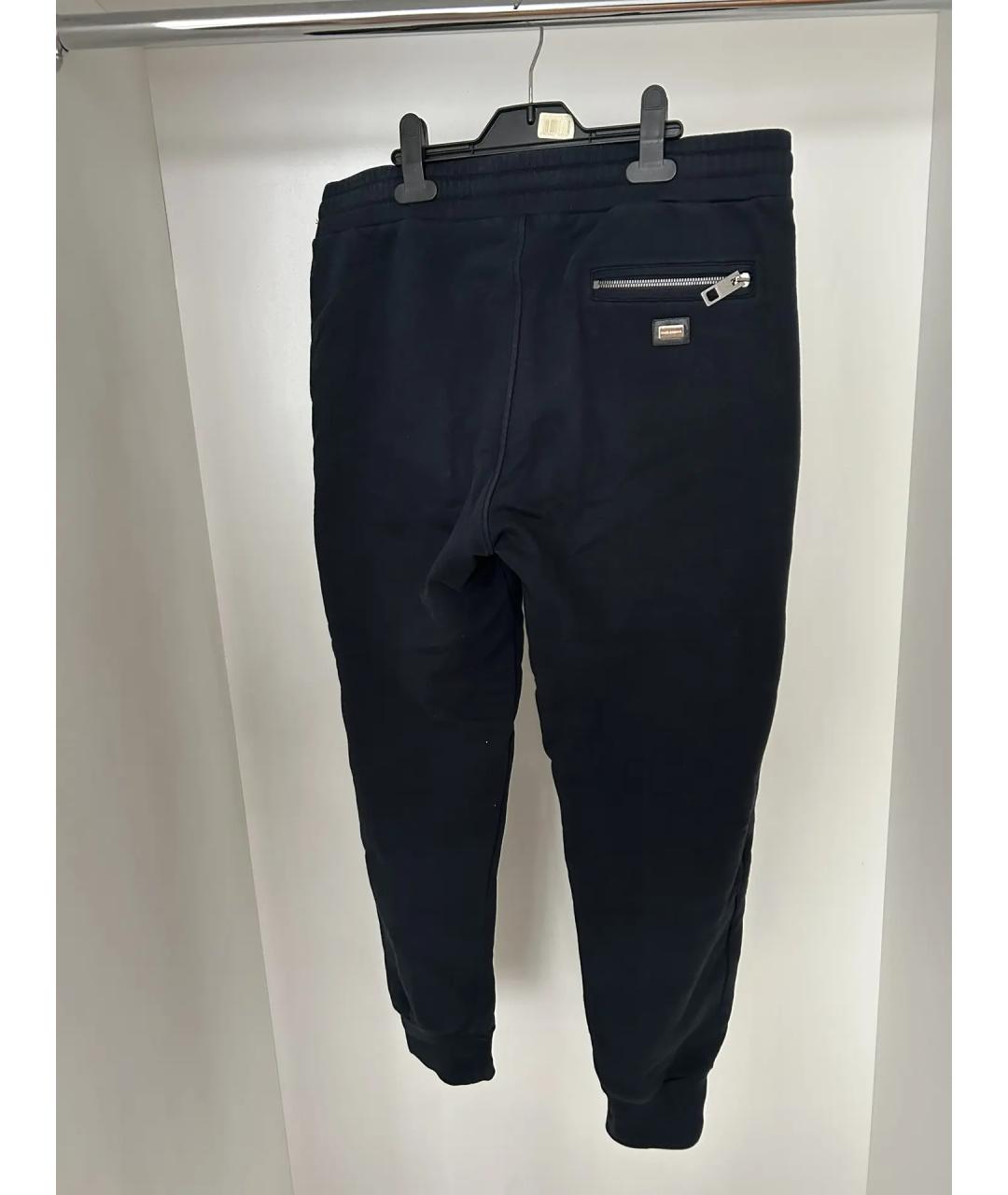 DOLCE&GABBANA Темно-синие хлопковые повседневные брюки, фото 2