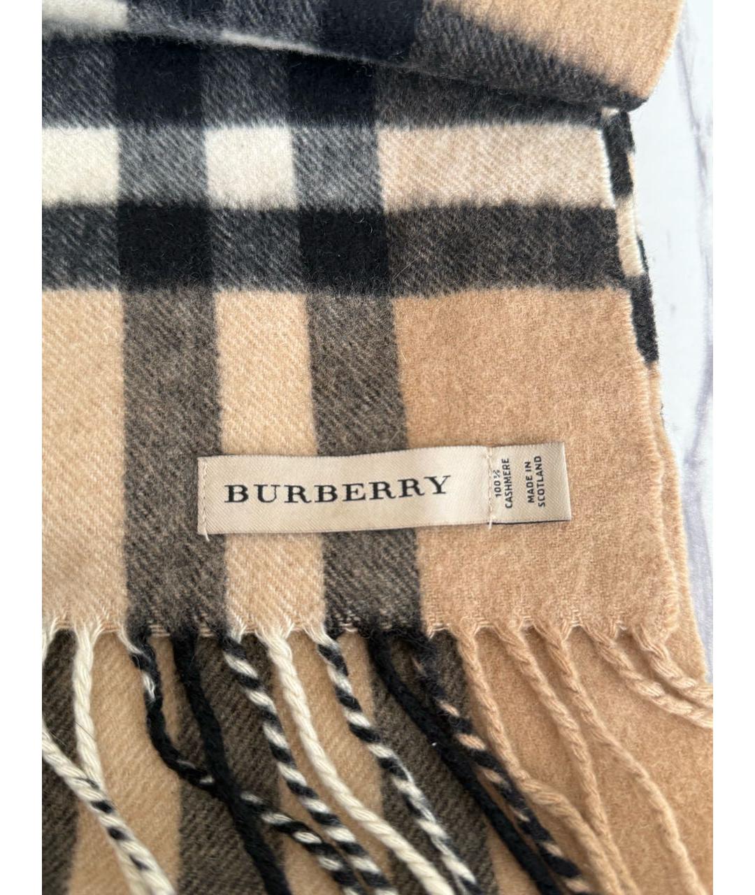 BURBERRY Бежевый кашемировый шарф, фото 3
