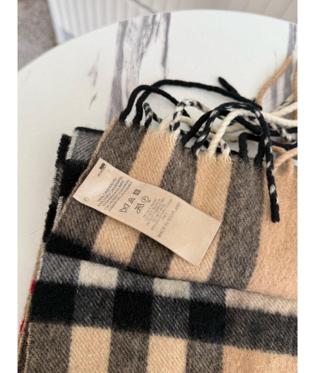 BURBERRY Бежевый кашемировый шарф, фото 4