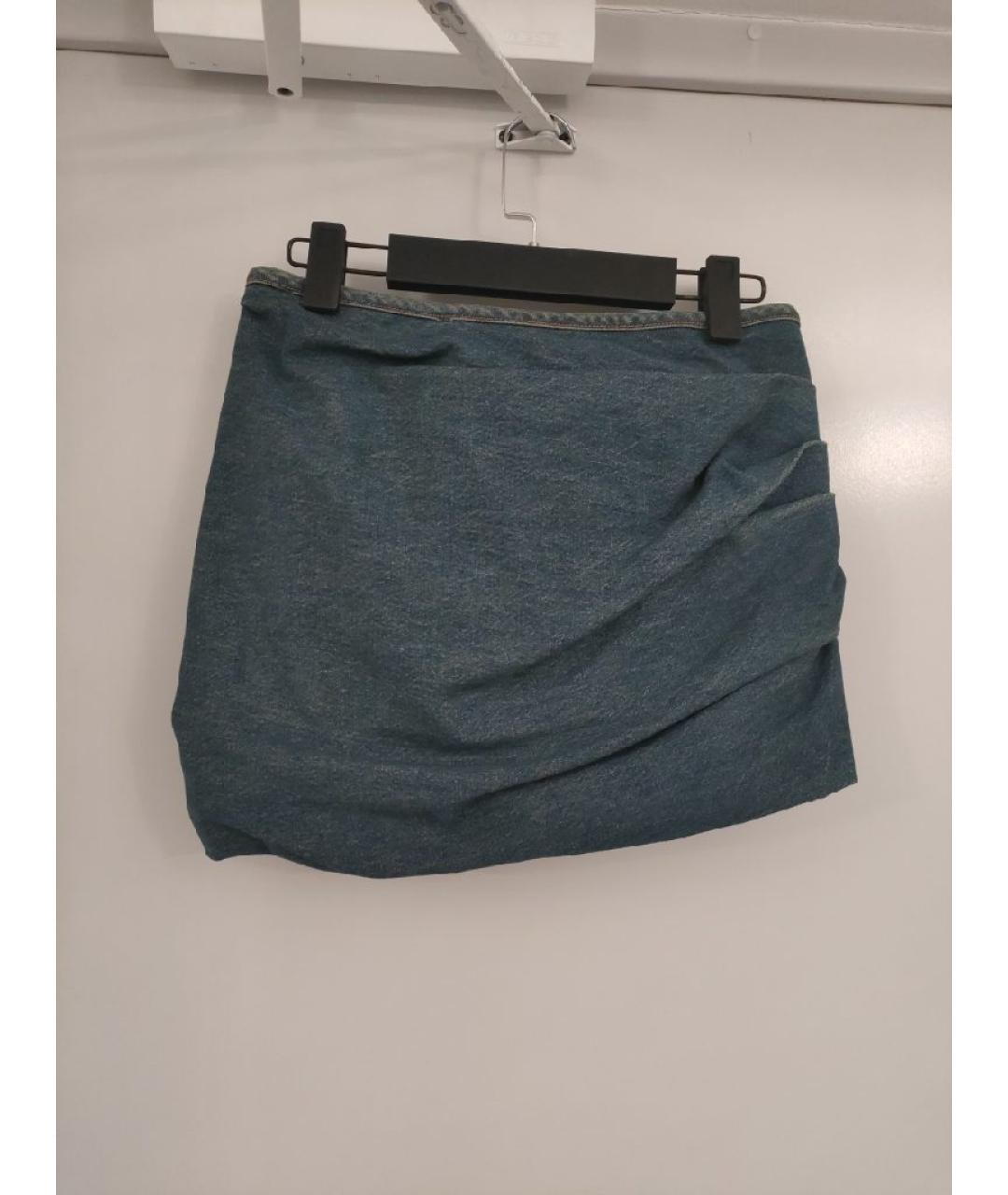 MAGDA BUTRYM Темно-синяя хлопковая юбка мини, фото 2
