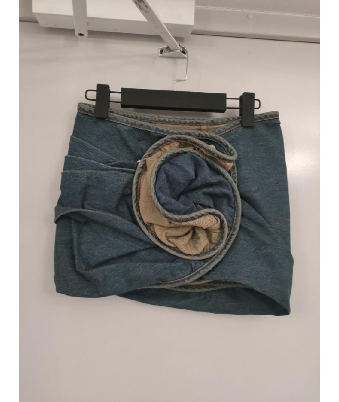 MAGDA BUTRYM Темно-синяя хлопковая юбка мини, фото 8