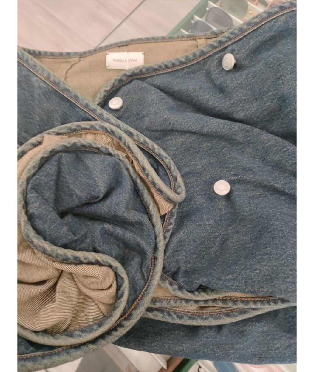 MAGDA BUTRYM Темно-синяя хлопковая юбка мини, фото 4