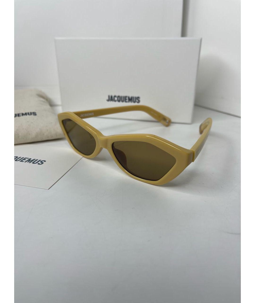 JACQUEMUS Бежевые пластиковые солнцезащитные очки, фото 3