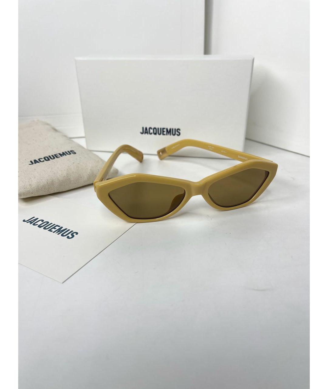 JACQUEMUS Бежевые пластиковые солнцезащитные очки, фото 2