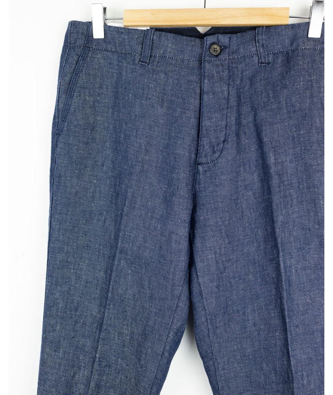 ELEVENTY Синие льняные повседневные брюки, фото 4