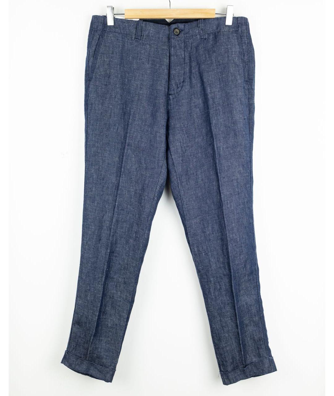 ELEVENTY Синие льняные повседневные брюки, фото 5