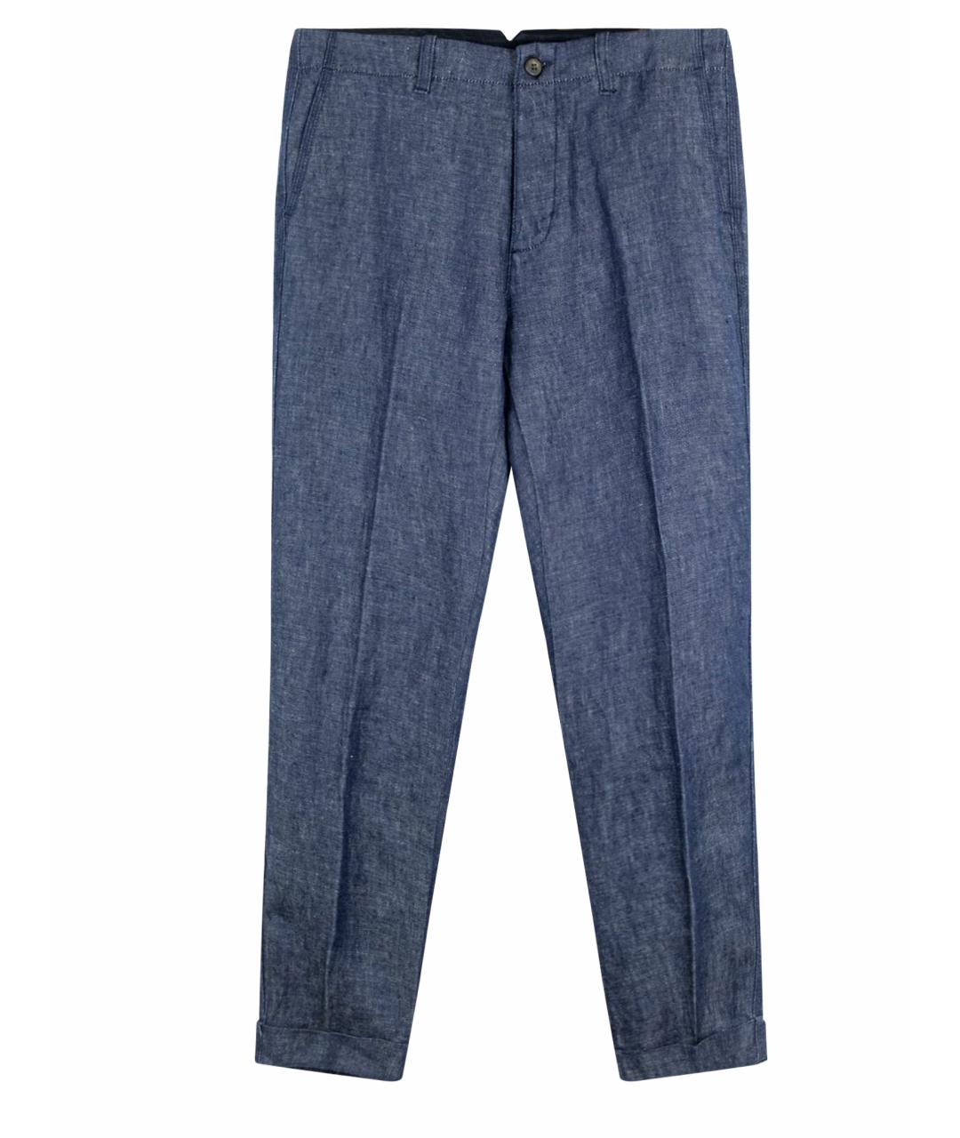 ELEVENTY Синие льняные повседневные брюки, фото 1