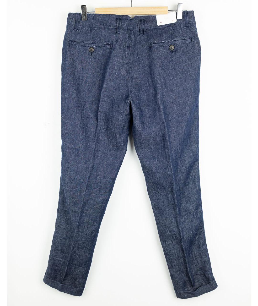 ELEVENTY Синие льняные повседневные брюки, фото 2