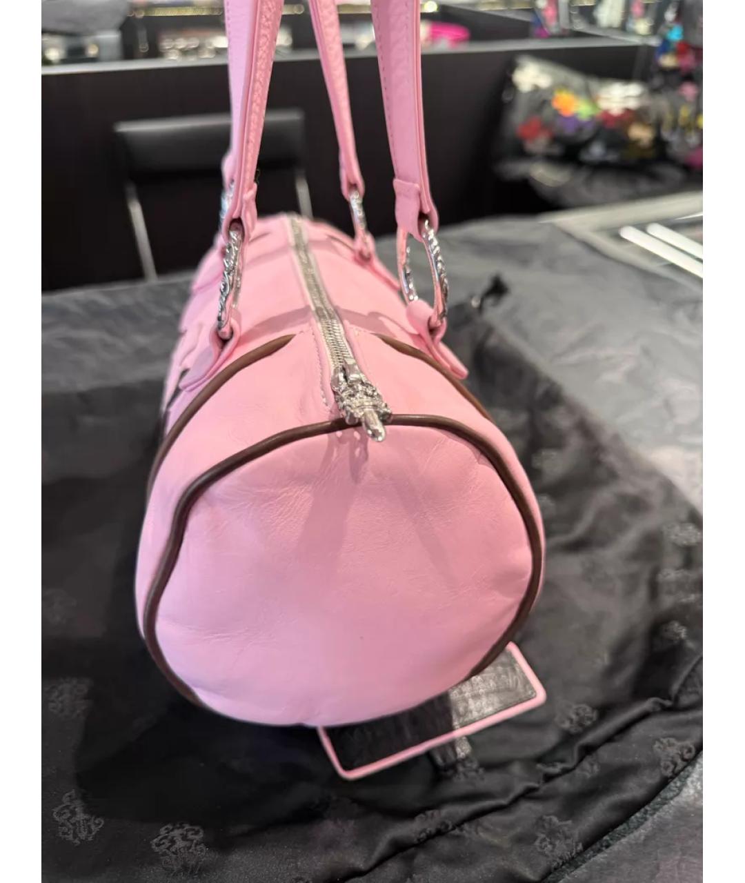CHROME HEARTS Розовая кожаная сумка с короткими ручками, фото 3