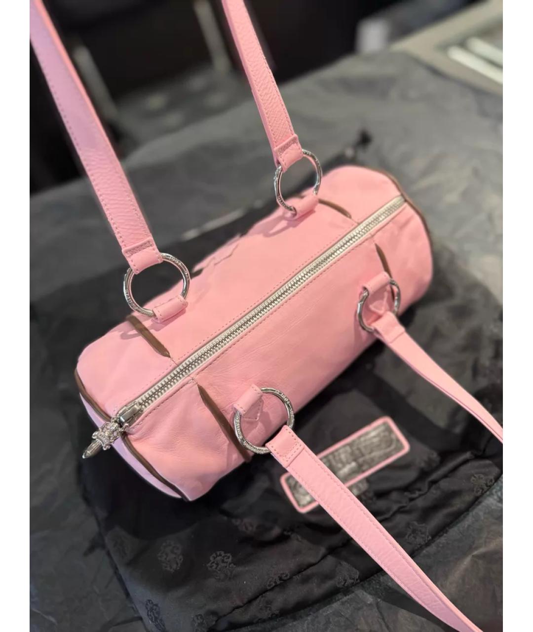 CHROME HEARTS Розовая кожаная сумка с короткими ручками, фото 6