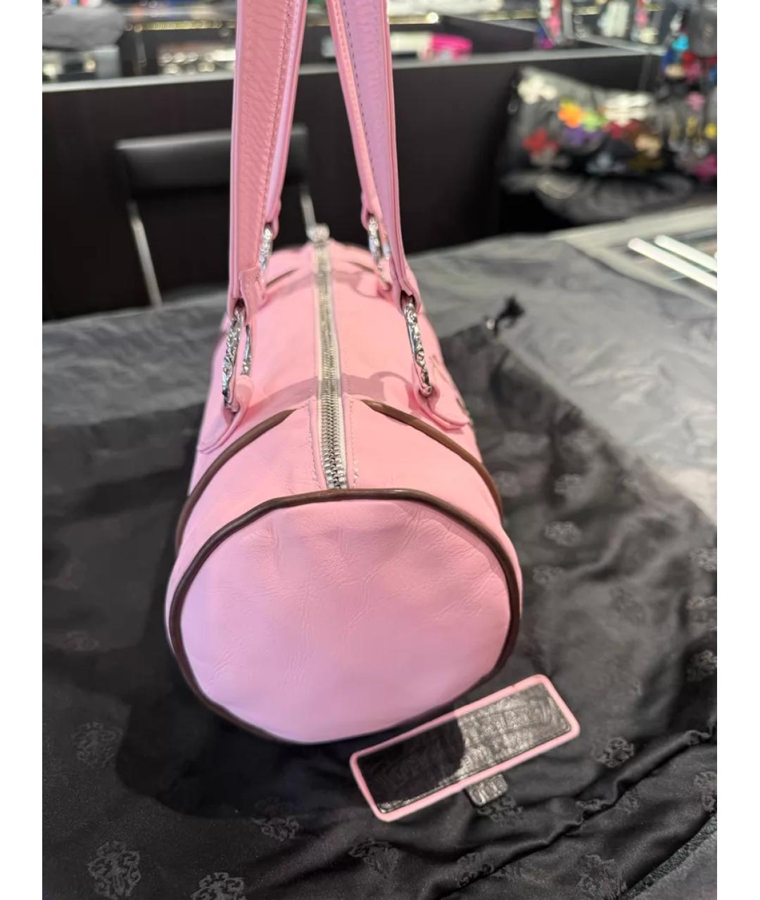 CHROME HEARTS Розовая кожаная сумка с короткими ручками, фото 5