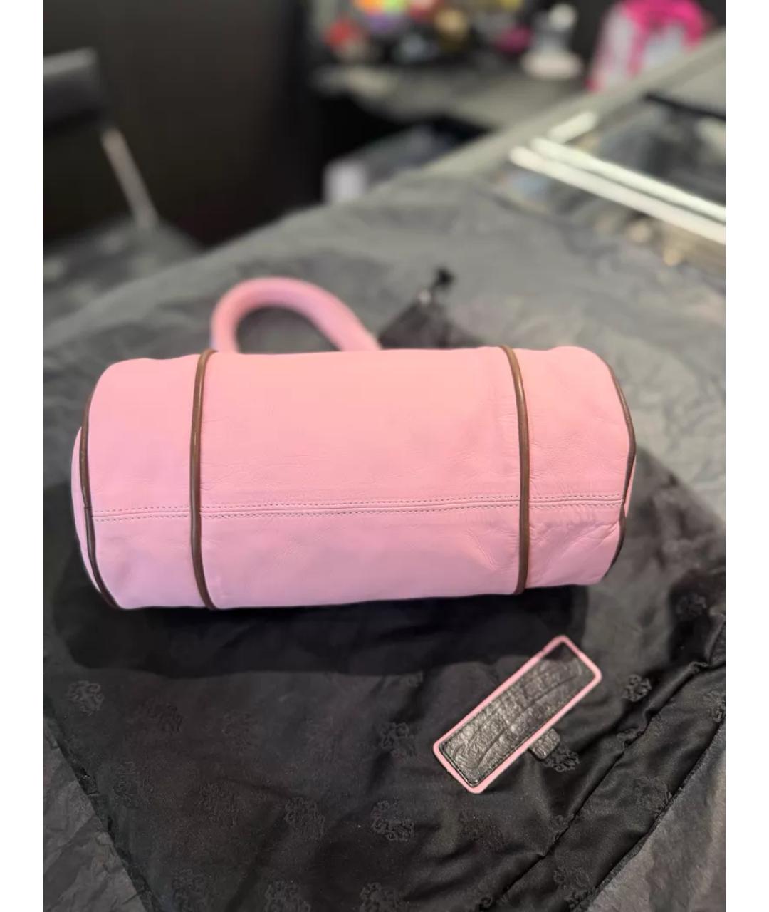 CHROME HEARTS Розовая кожаная сумка с короткими ручками, фото 4