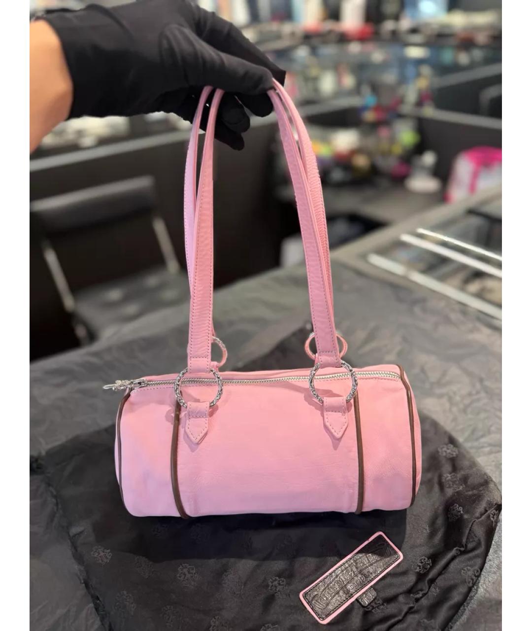 CHROME HEARTS Розовая кожаная сумка с короткими ручками, фото 2