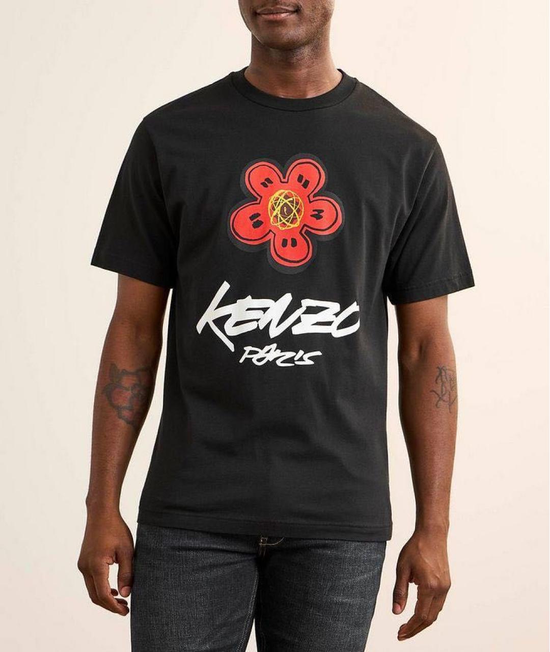 KENZO Черная хлопковая футболка, фото 3