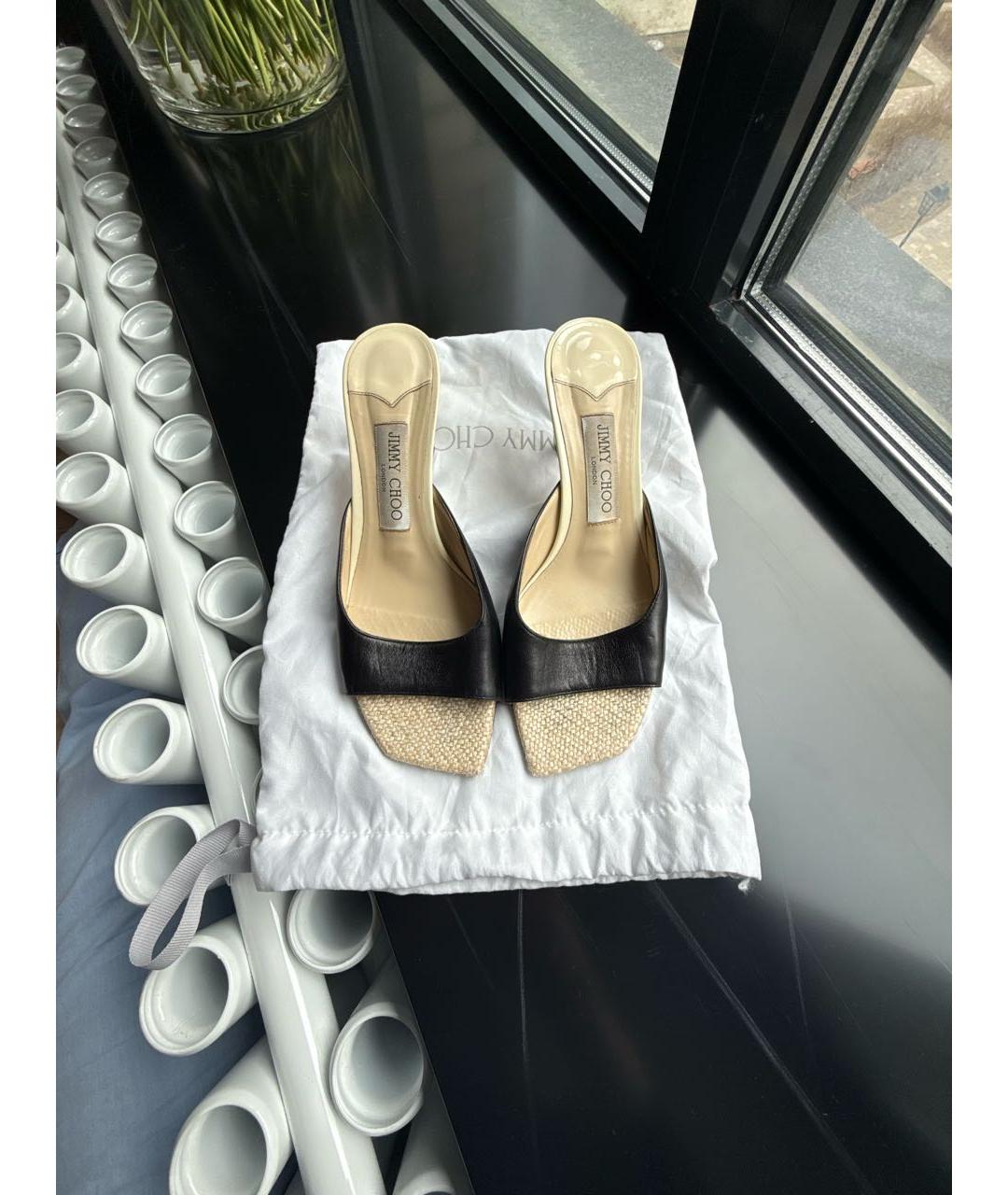 JIMMY CHOO Черные кожаные мюли, фото 2