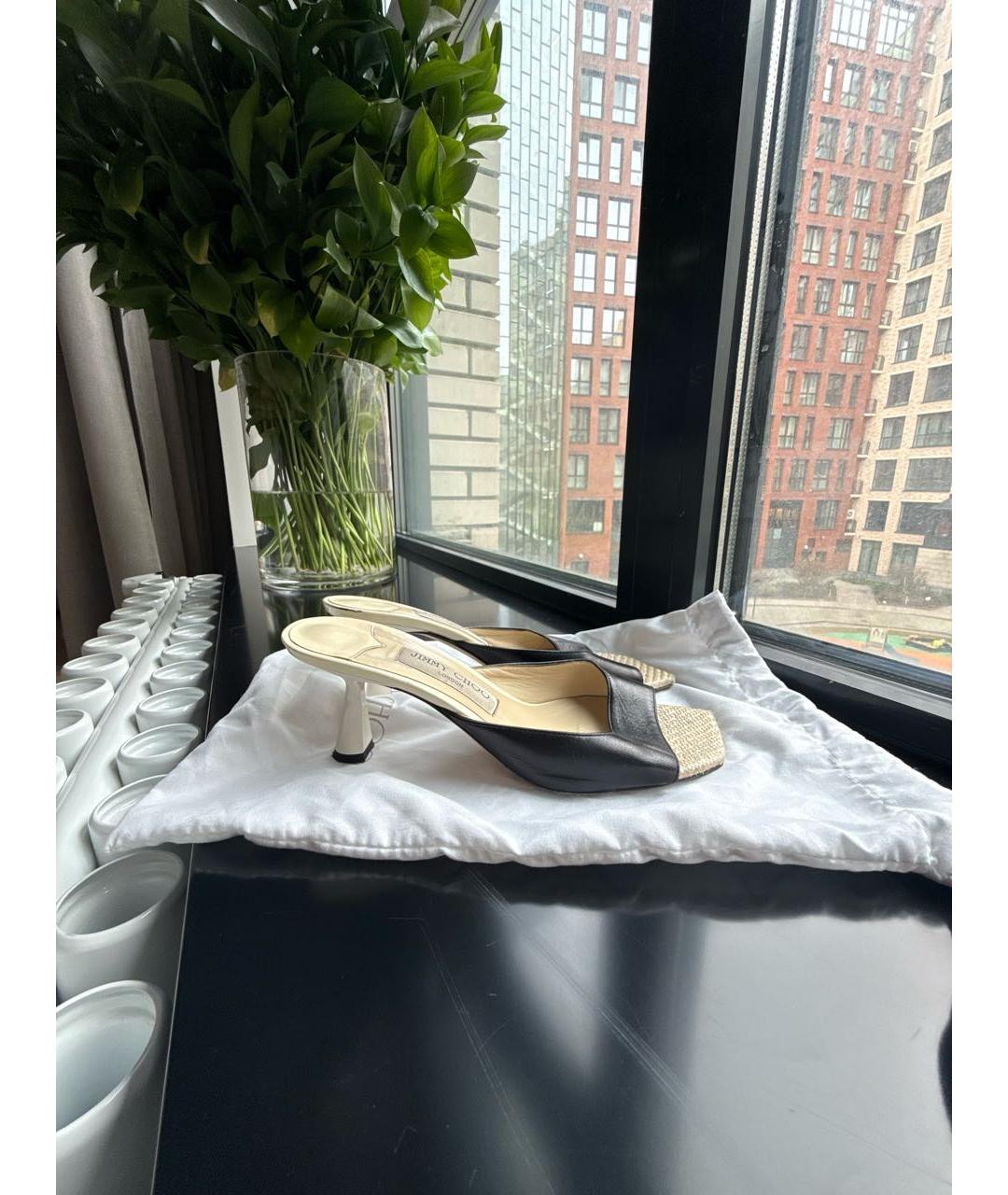 JIMMY CHOO Черные кожаные мюли, фото 9