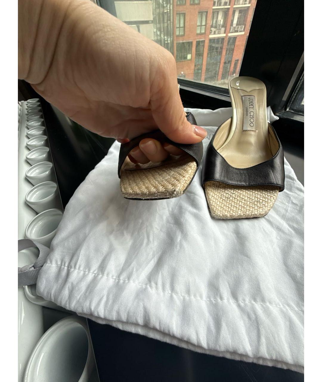 JIMMY CHOO Черные кожаные мюли, фото 7