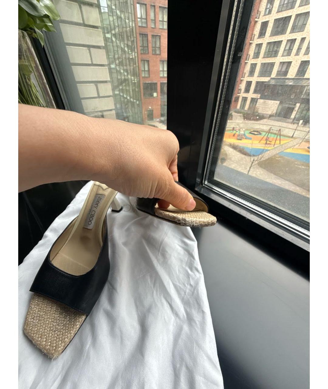 JIMMY CHOO Черные кожаные мюли, фото 8