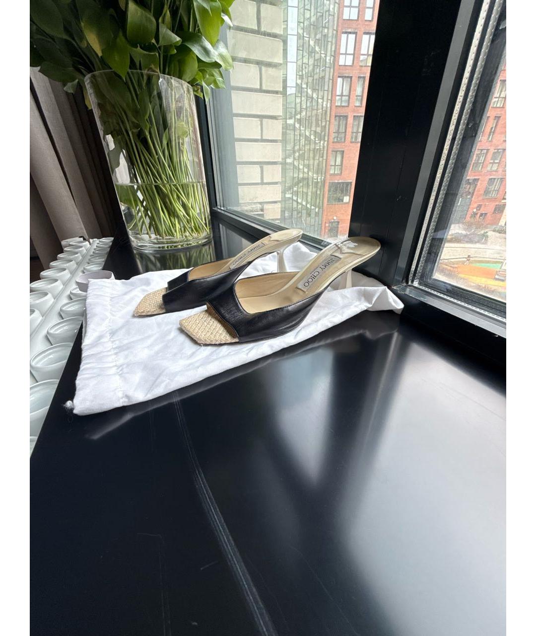 JIMMY CHOO Черные кожаные мюли, фото 6