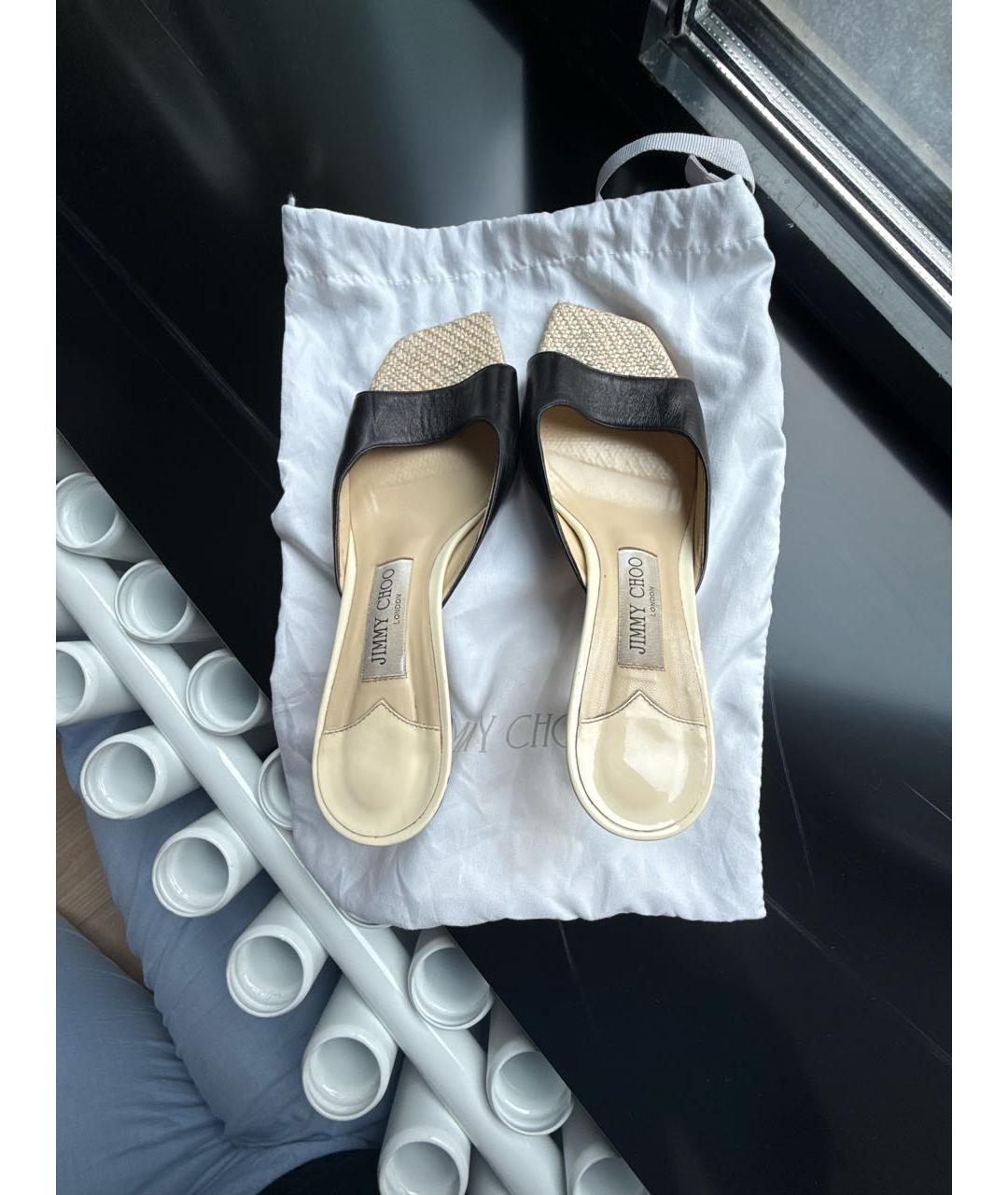 JIMMY CHOO Черные кожаные мюли, фото 3