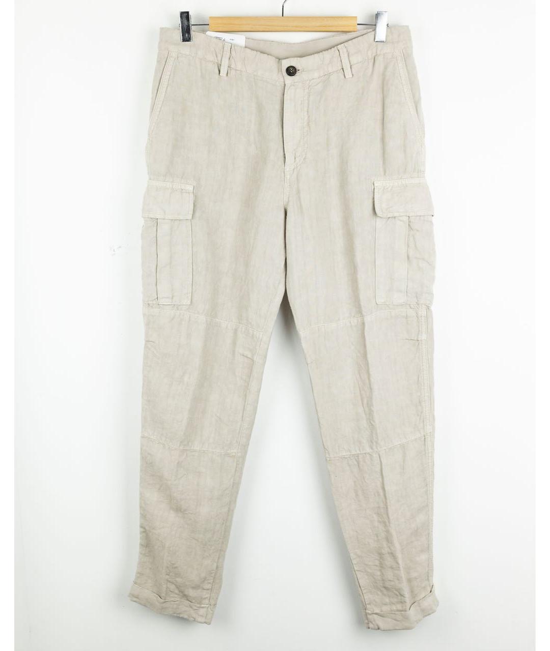 ELEVENTY Бежевые льняные повседневные брюки, фото 5