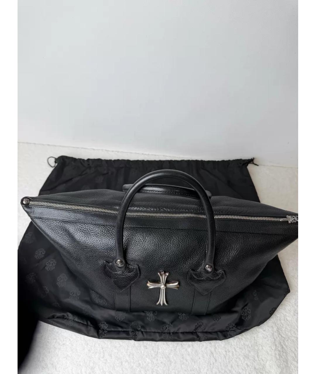 CHROME HEARTS Черная кожаная сумка тоут, фото 2