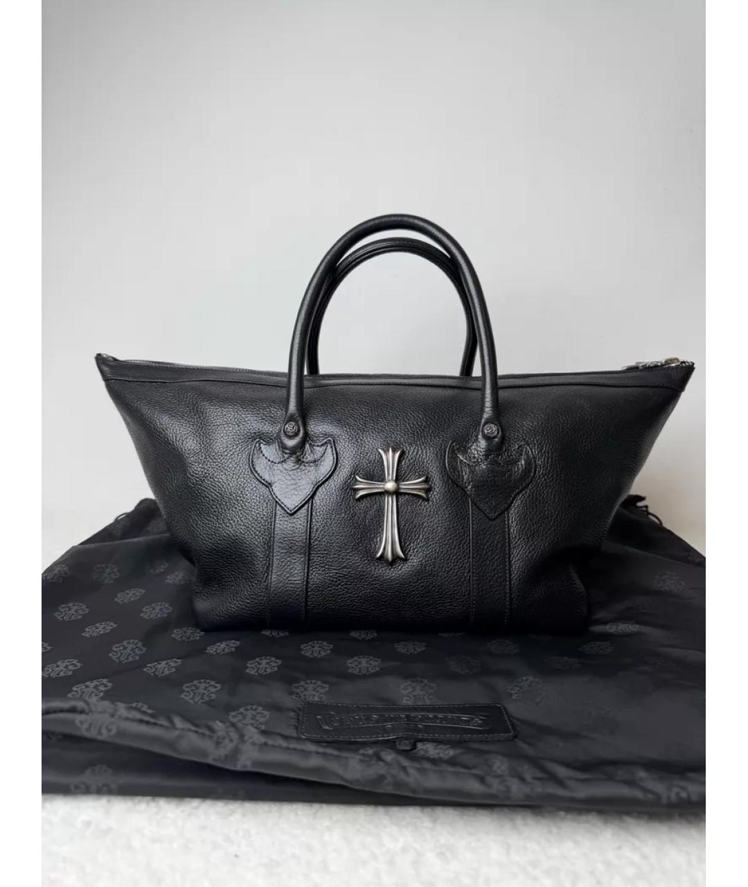 CHROME HEARTS Черная кожаная сумка тоут, фото 8