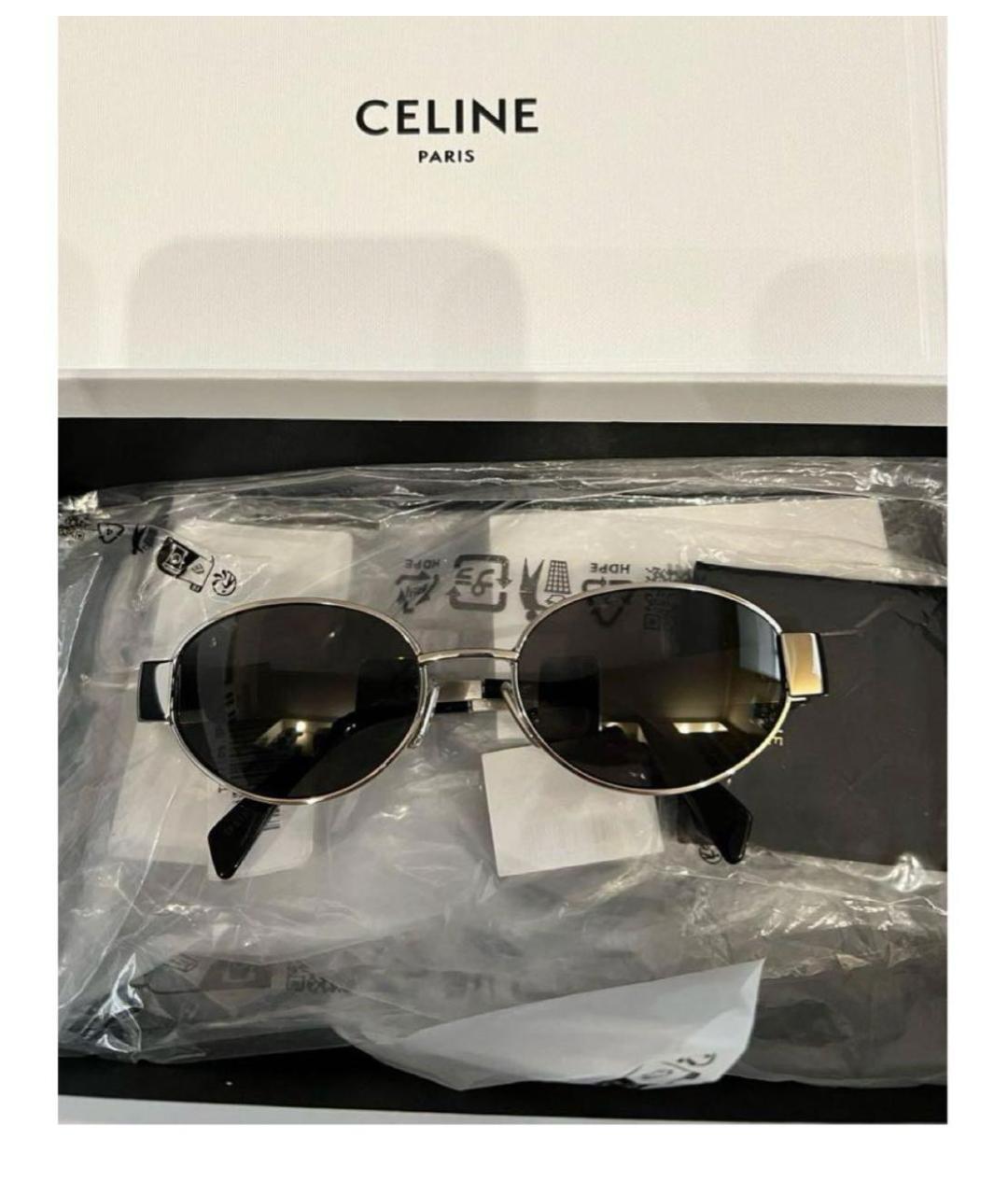 CELINE Серебряные металлические солнцезащитные очки, фото 4