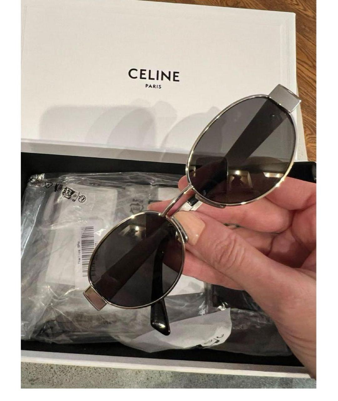 CELINE Серебряные металлические солнцезащитные очки, фото 2