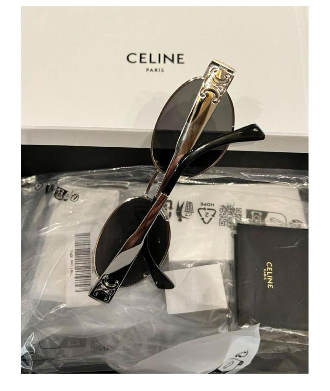 CELINE Серебряные металлические солнцезащитные очки, фото 5