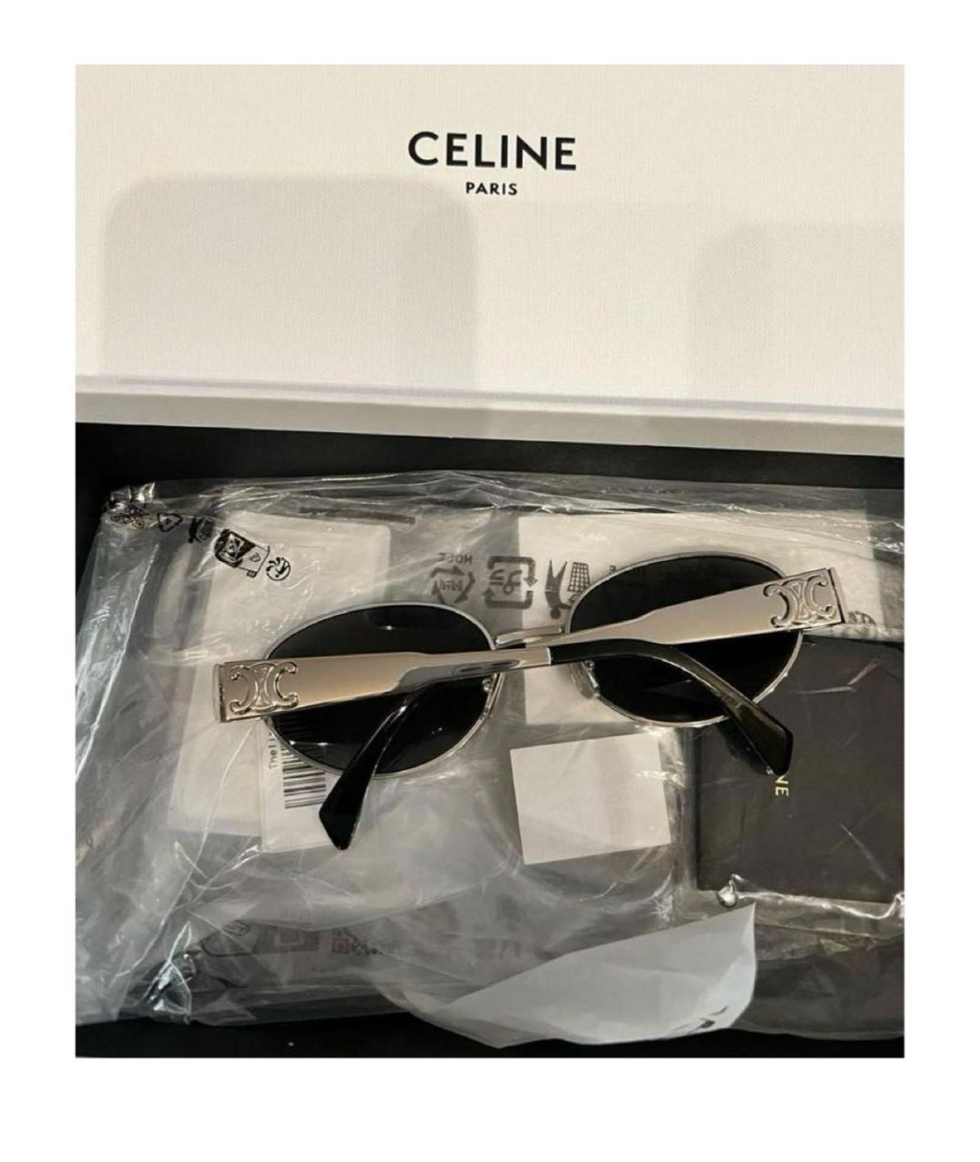 CELINE Серебряные металлические солнцезащитные очки, фото 3