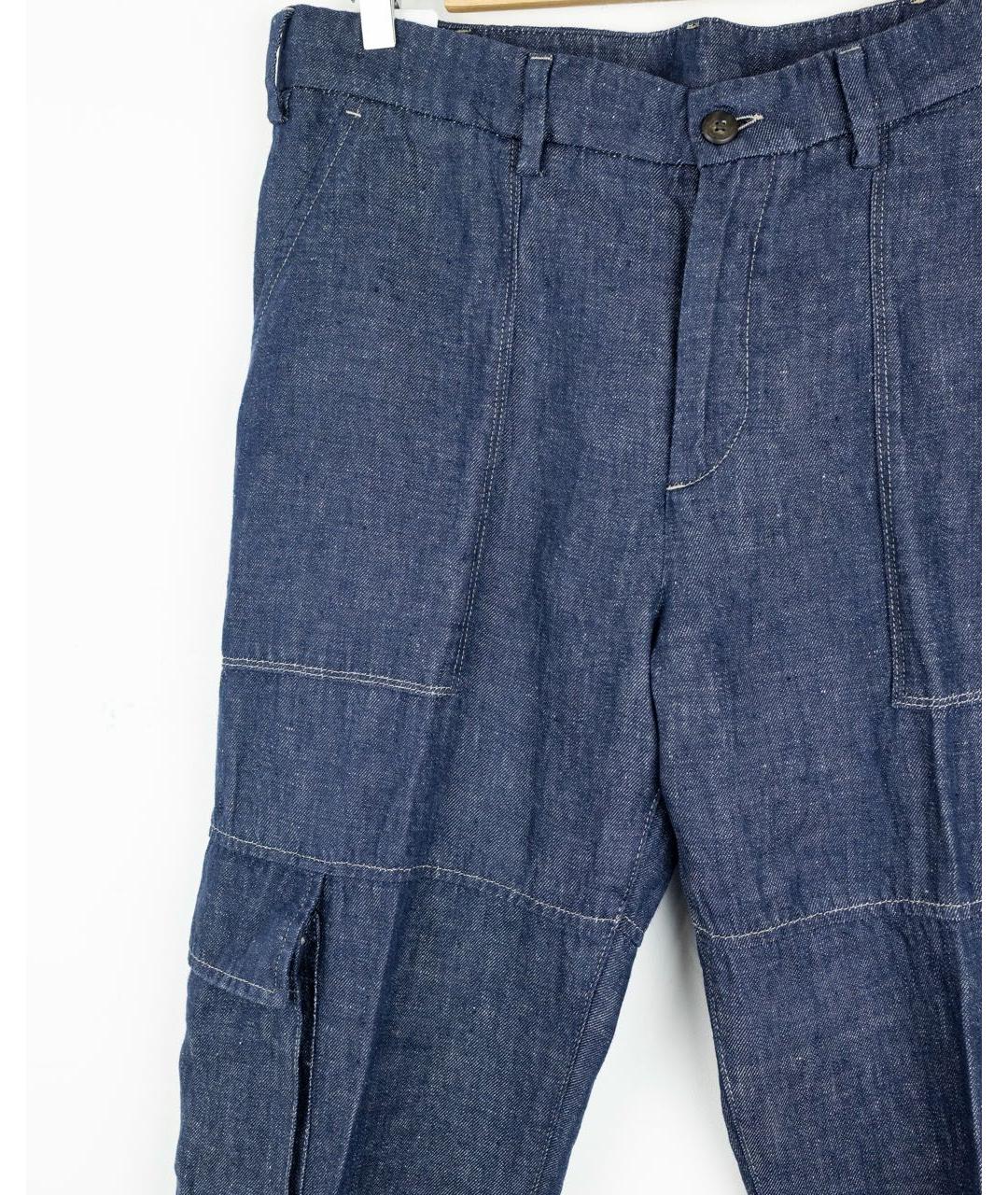 ELEVENTY Темно-синие льняные повседневные брюки, фото 4