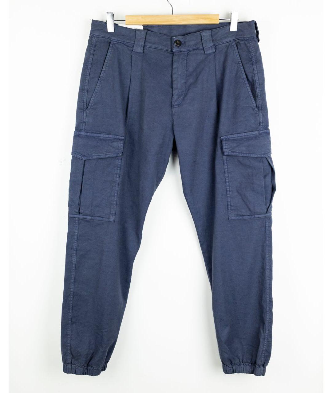 ELEVENTY Темно-синие льняные повседневные брюки, фото 5