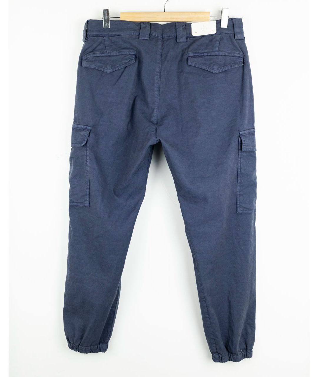 ELEVENTY Темно-синие льняные повседневные брюки, фото 2