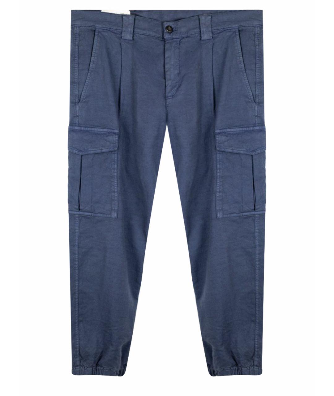 ELEVENTY Темно-синие льняные повседневные брюки, фото 1