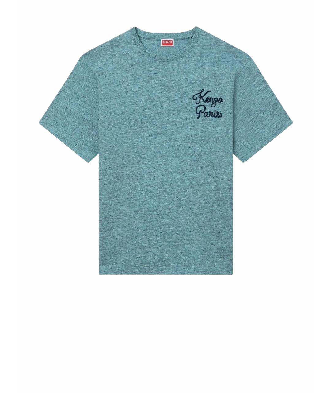 KENZO Бирюзовая хлопковая футболка, фото 1